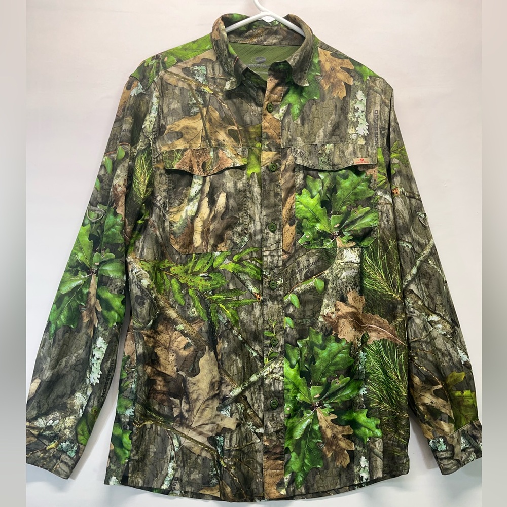 MOSSY OAK OBSESSION CAMO SHIRT UNISEX S BUTTON DOWN HUNT FISH‎ OUTDOOR NATURE
